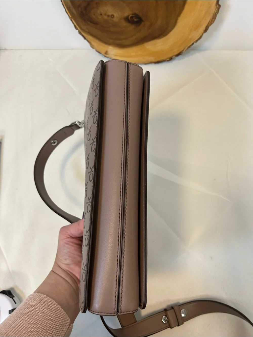 Calvin Klein Signature‎ Embossed Asymmetric Triple Compartment Shoulder Bag